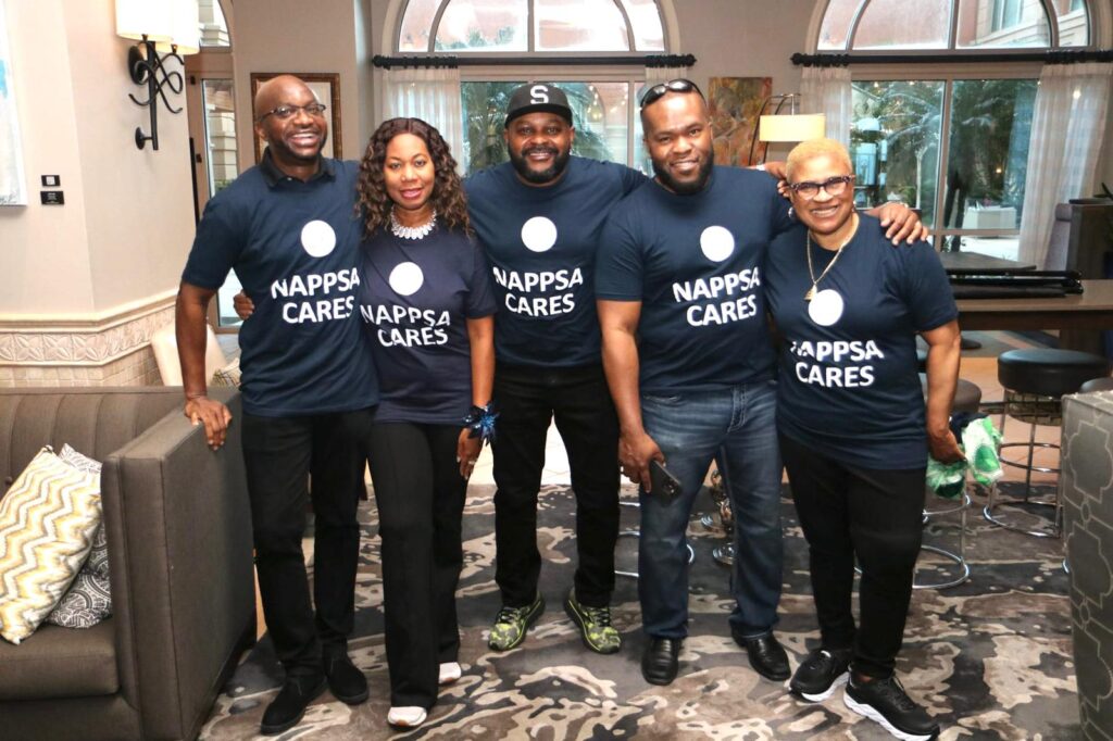 NAPPSA Cares Group Photo NAPPSA members wearing NAPPSA Cares shirts at a community event